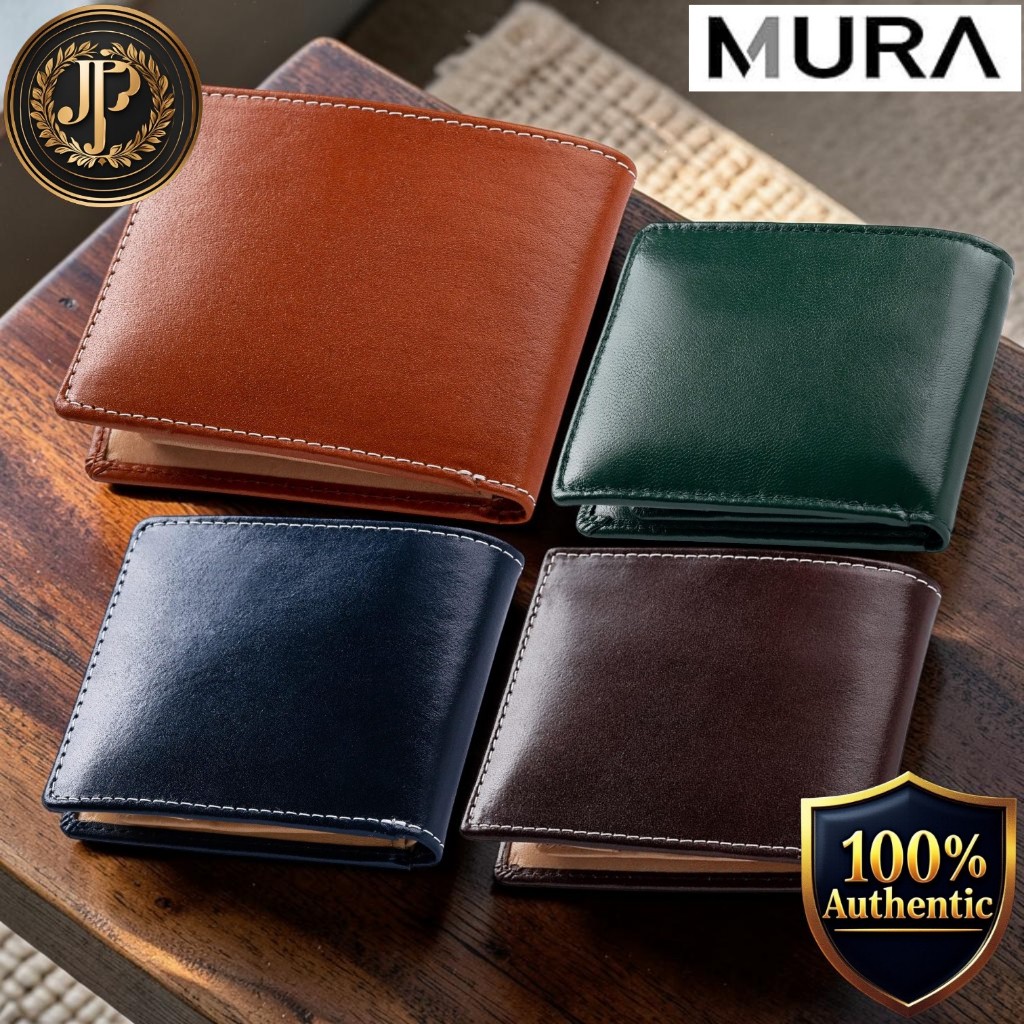 [MURA] Men’s Bifold Genuine Leather Wallet, RFID Blocking, Box-Style Coin Pocket, 10 Card Slots