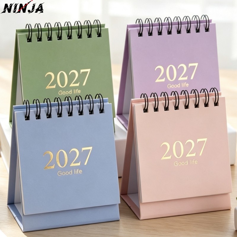 [Extreme] 2-1Pc 2027 Mini Morandi Color Calendar-Memo Message-Calendário De Plano De Mesa-Decoração Flip Com Encadernaçã