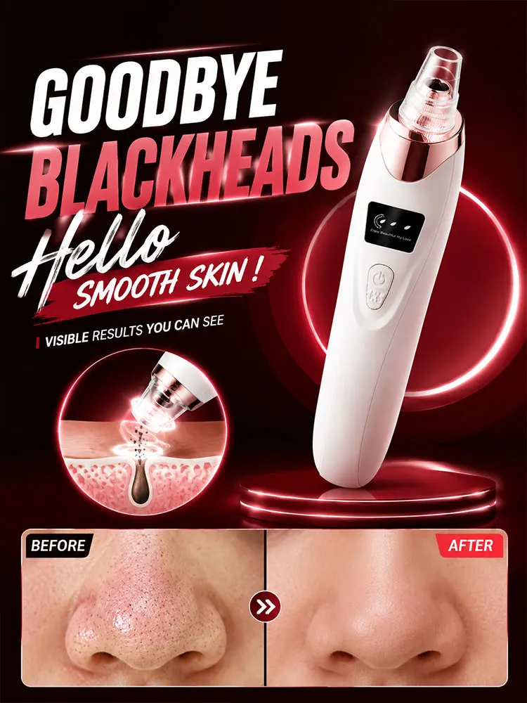 Electric Blackhead Remover Pore Vacuum Cleaner Rechargeable Facial Cleaner with Adjustable Suction for Home Skincare Routine