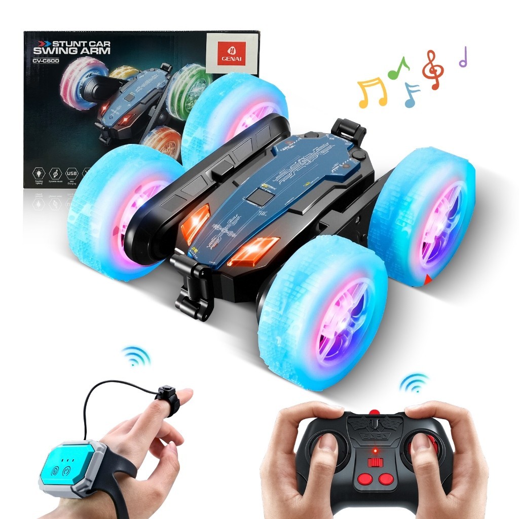 Carro Acrobático 360° Swing Arm, Controle 2.4G, Luzes e Música - Presente Ideal