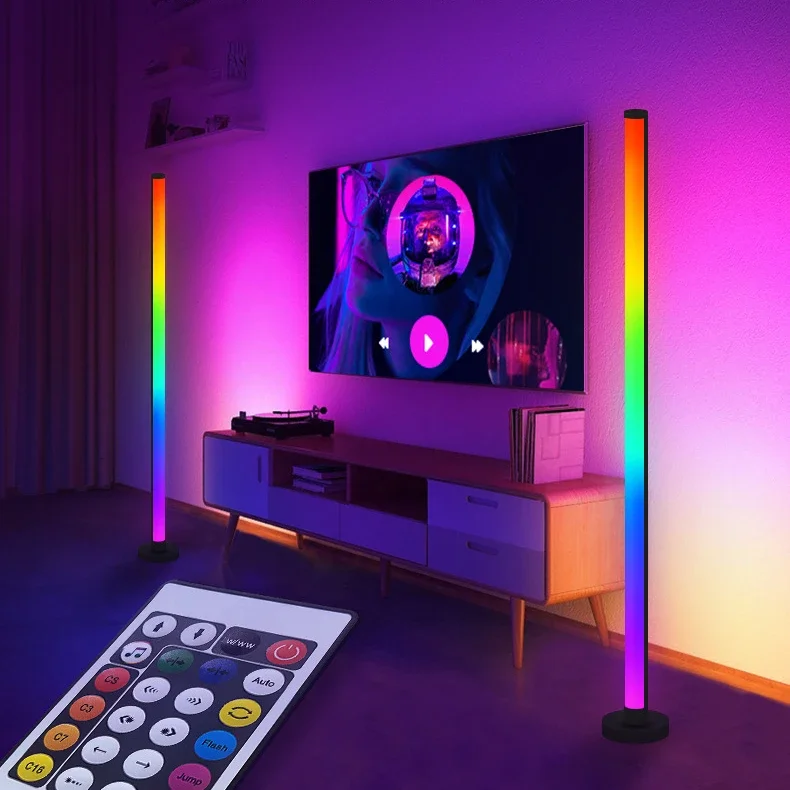 Smart RGB Floor Lamp with Music Sync  Modern Mood Lighting LED Stand Lights for Bedroom Game Room Living Room Decor