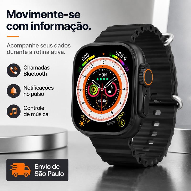 Relógio Inteligente S17MINI 38mm Kit com 2 Pulseiras, Controle de Música, Registro de Movimento, iOS & Android