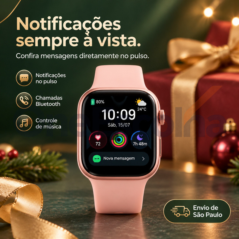 [OneEscolha] Opções: [7 Pulseiras+] Smartwatch em Kit, Tela Tátil HD, iOS & Android, Conforto para o Dia a Dia