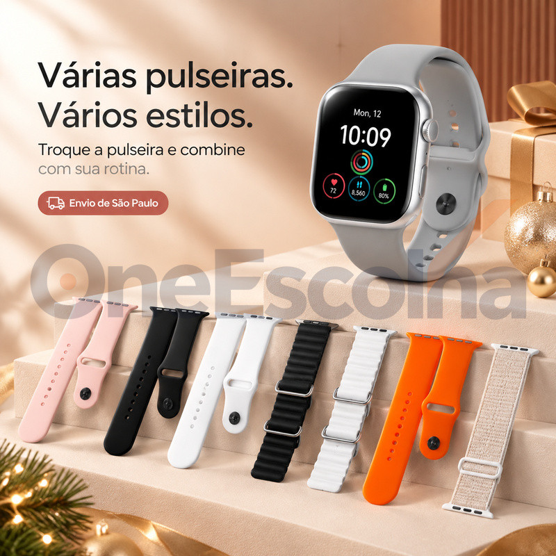 [OneEscolha] Escolha seu Smartwatch: [7 Pulseiras+] ou kit com Fones, iOS & Android, Uso Cotidiano, Multifuncional