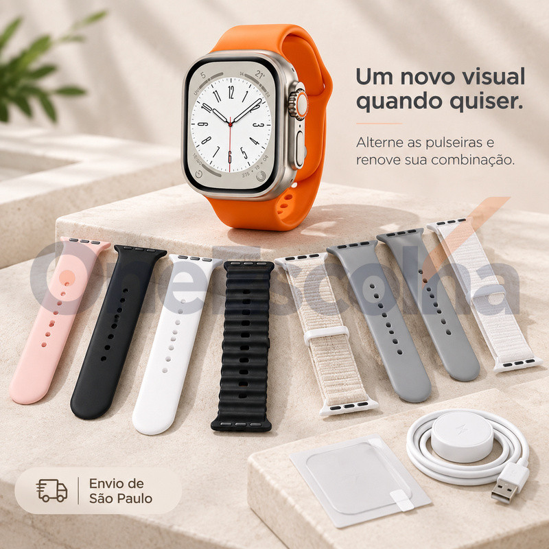 Envio de São Paulo: Relógio inteligente: [7 pulseiras] + conjunto ou conjunto com fones de ouvido, iOS e Android, estilo