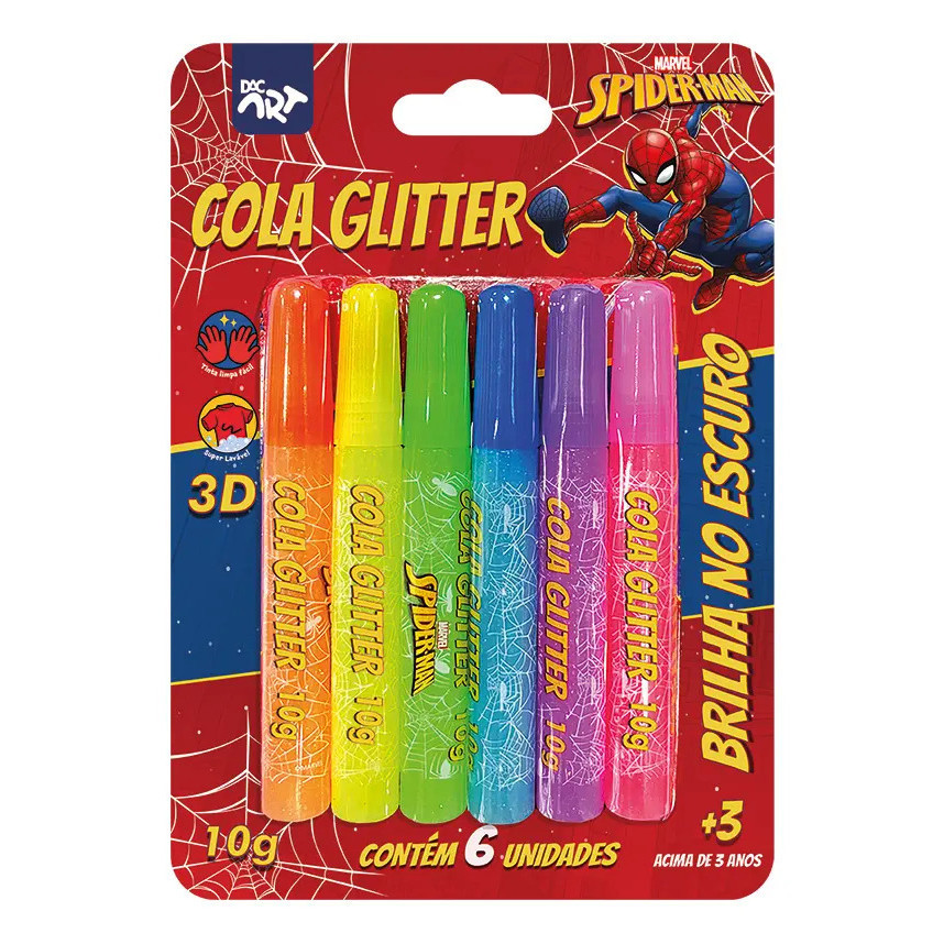 Cola Colorida Glitter Em Bastão Brilha No Escuro Efeito 3d Multi-colored