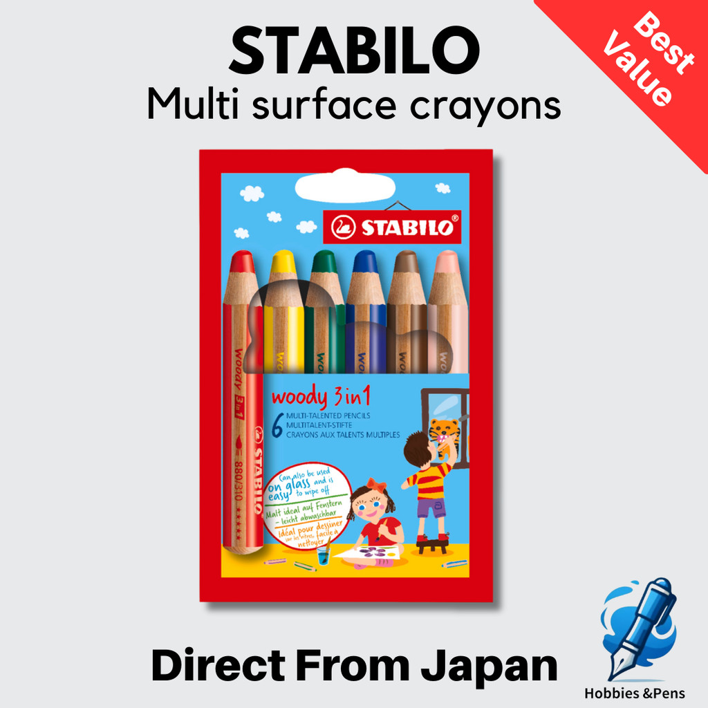 Stabilo Woody Colored Pencils Multi Surface Drawing Crayons 10 pcs Set