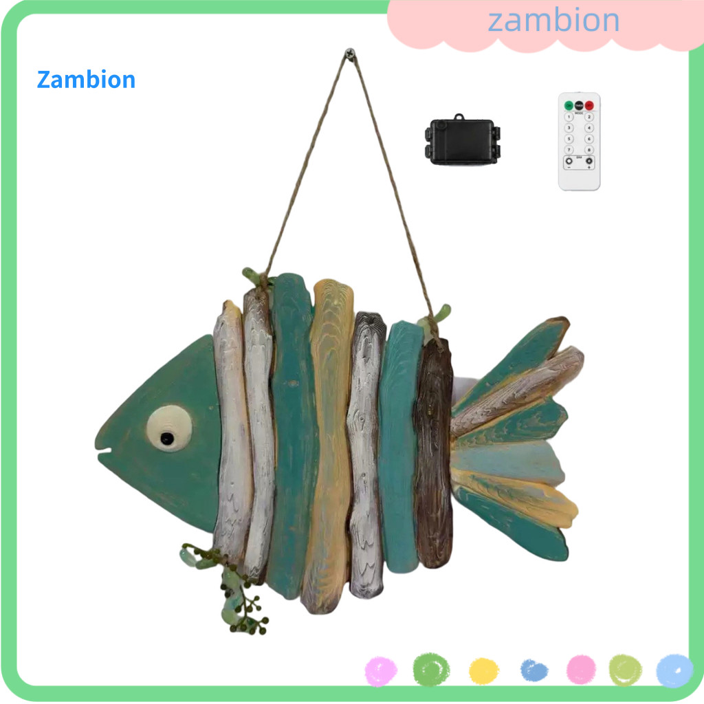 Nautical Wall Decor Coastal Home Decorations Rustic Wooden Fish with Led Lights – Hanging Sign for Bathroom Bedroom La