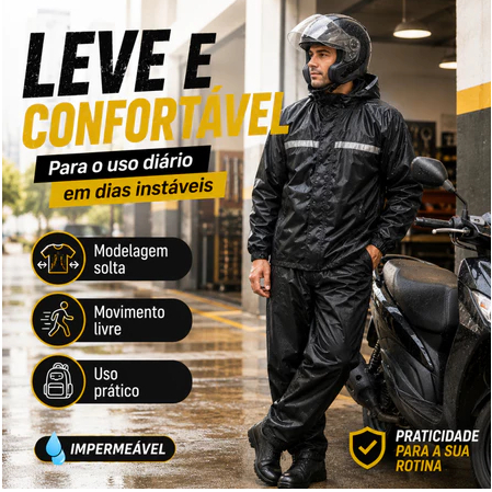 Waterproof Motorcycle Rain Suit Set with Reflective Strip-Flexible Nylon Raincoat
