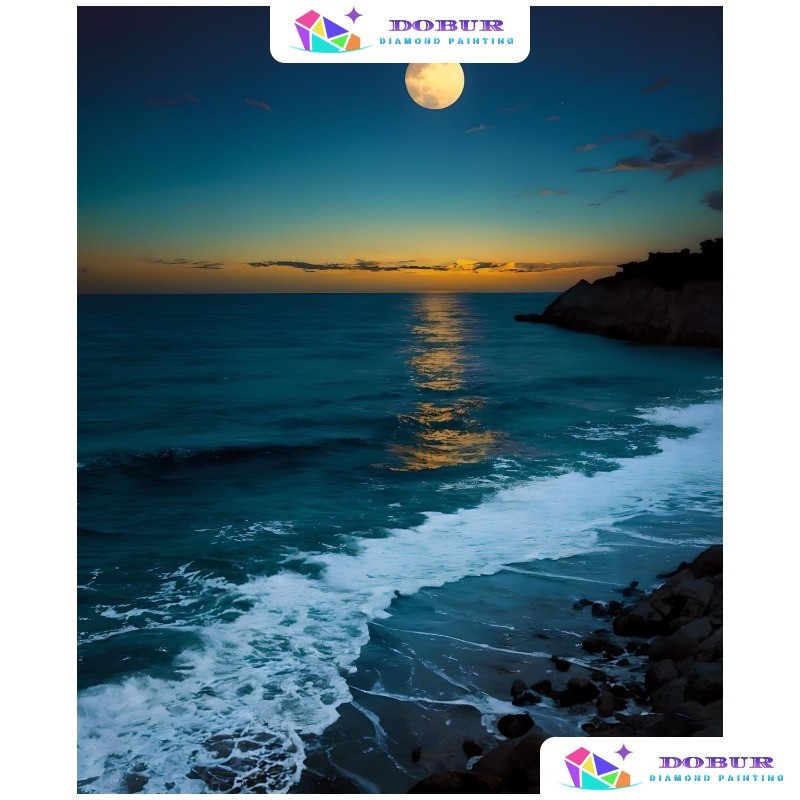 DOBUR | Conjunto De Pintura Diamante Beach View 5D DIY Rodada/Quadrado Full Broca Lona Com Número Artesanato Presente De