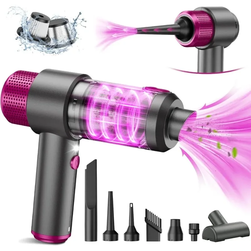EYYA Handheld Cordless Car Vacuum Cleaner, 4-in-1 Portable Mini Car Vacuum Cleaner, 15000PA High Power & Air Duster with LED Lig