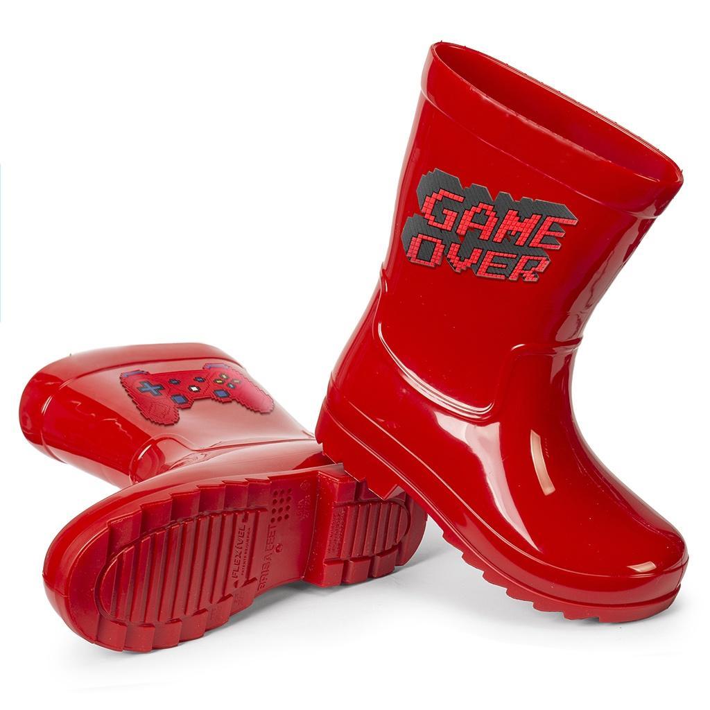 Galocha Infantil Kids Menino Game Over Diversão Emborrachado Antiderrapante Inverno Promoção Mar&Cor