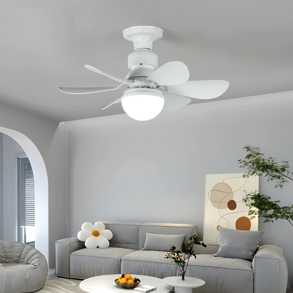 Ventilador de Teto Turbo Silencioso 6 Pás LED 3 Cores E27 Controle Função Timing Bivolt