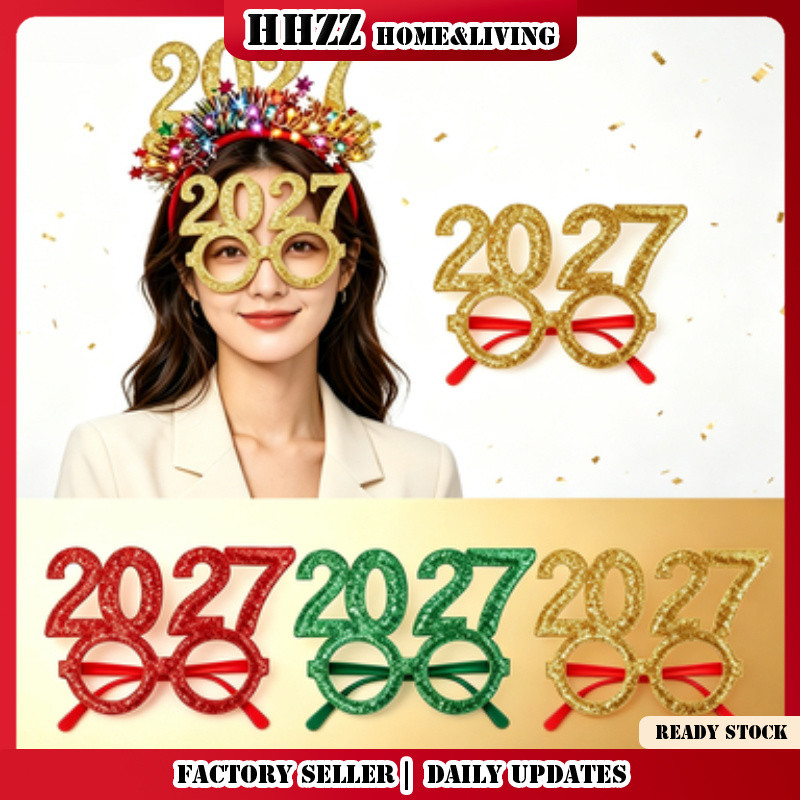 Tinsel Decor Light-up Headband & Novidade Óculos 2027 Conjunto De Festa De Ano Novo Photo Booth Dress Props