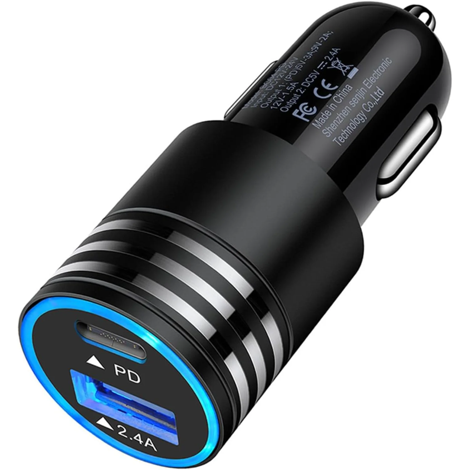 30W  Car Charger, PD .0 & 2.4A Dual Port Fast Charging Car Adapter 12V USB Outlet Cigarette Lighter Plug for  15  Max 15 Plus 14