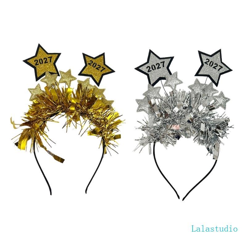 Lalastudio Photo Booth 2027 Tiara Franjas Metálicas, Decorações Cabelo Para Festas Fim Ano