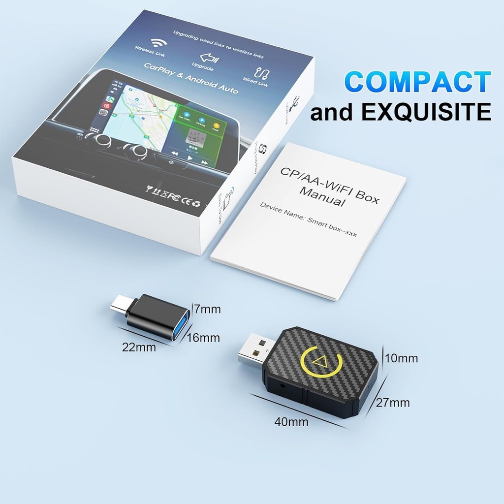 Adaptador CarPlay 2 Em 1 Android Auto Wireless 2025 USB Plug and Play iOS/De Alta Velocidade