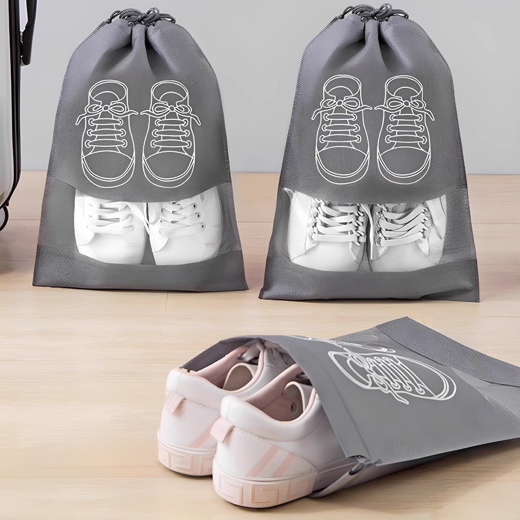 Novos Sachês para Sapatos (5 Peças) – Impermeáveis, Não Tecido com Cordão, Organizadores de Viagem