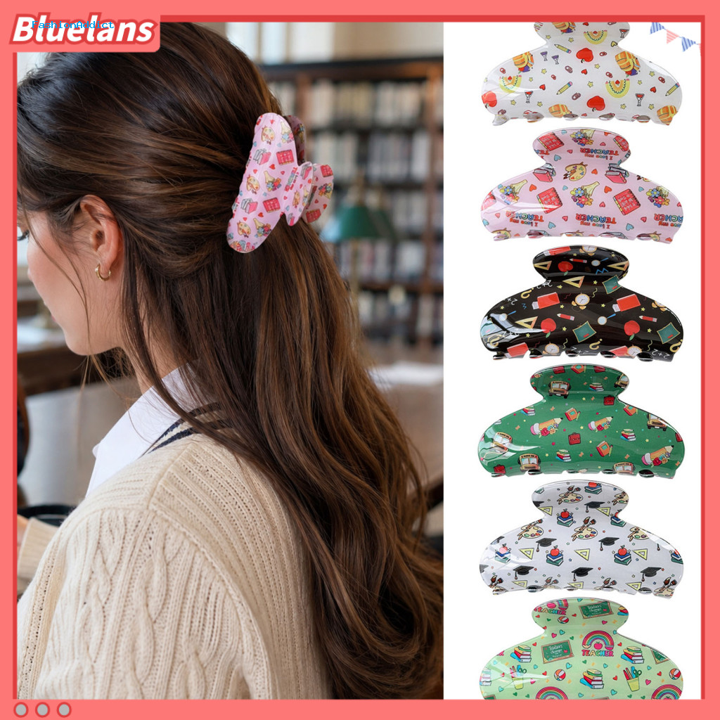 Cute Shark Claw Clips for Girls Durable Hair Styling Cartoon Acrylic Clip for Women Non-slip Thick Gripper School Style