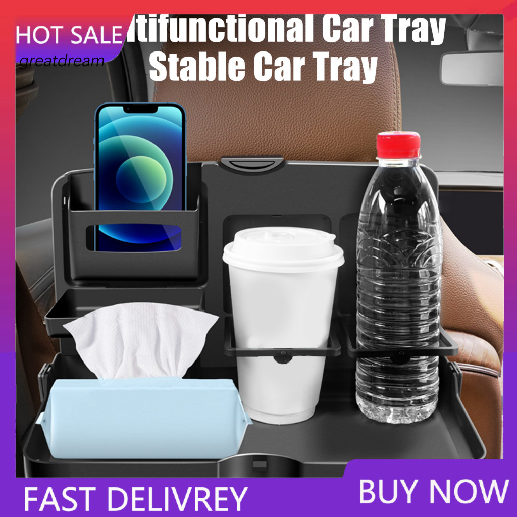 Anti-slip Car Table Storage Platform Multifunctional Folding Backseat Tray – Stable Anti-tip Foldable Auto Meal Drink