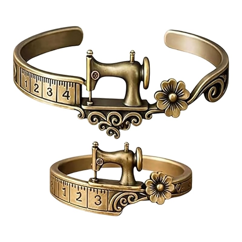 NICE Pulseira De Metal Elegante E Desgastada Com Conjunto De Anel Correspondente Design De Máquina De Costura Industrial