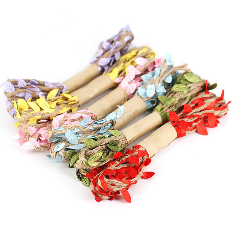 Corda de cânhamo decoração artesanal diy Material saco ornamentos folhas coloridas Rattan corda foto parede tecelagem cr