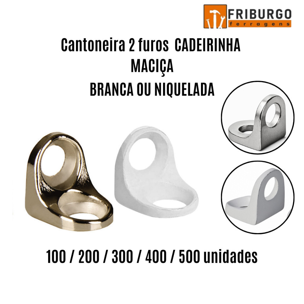 Kit 100 a 500 Cantoneiras 2 Furos Maciças Reforçadas Suporte para Móveis MDF Madeira