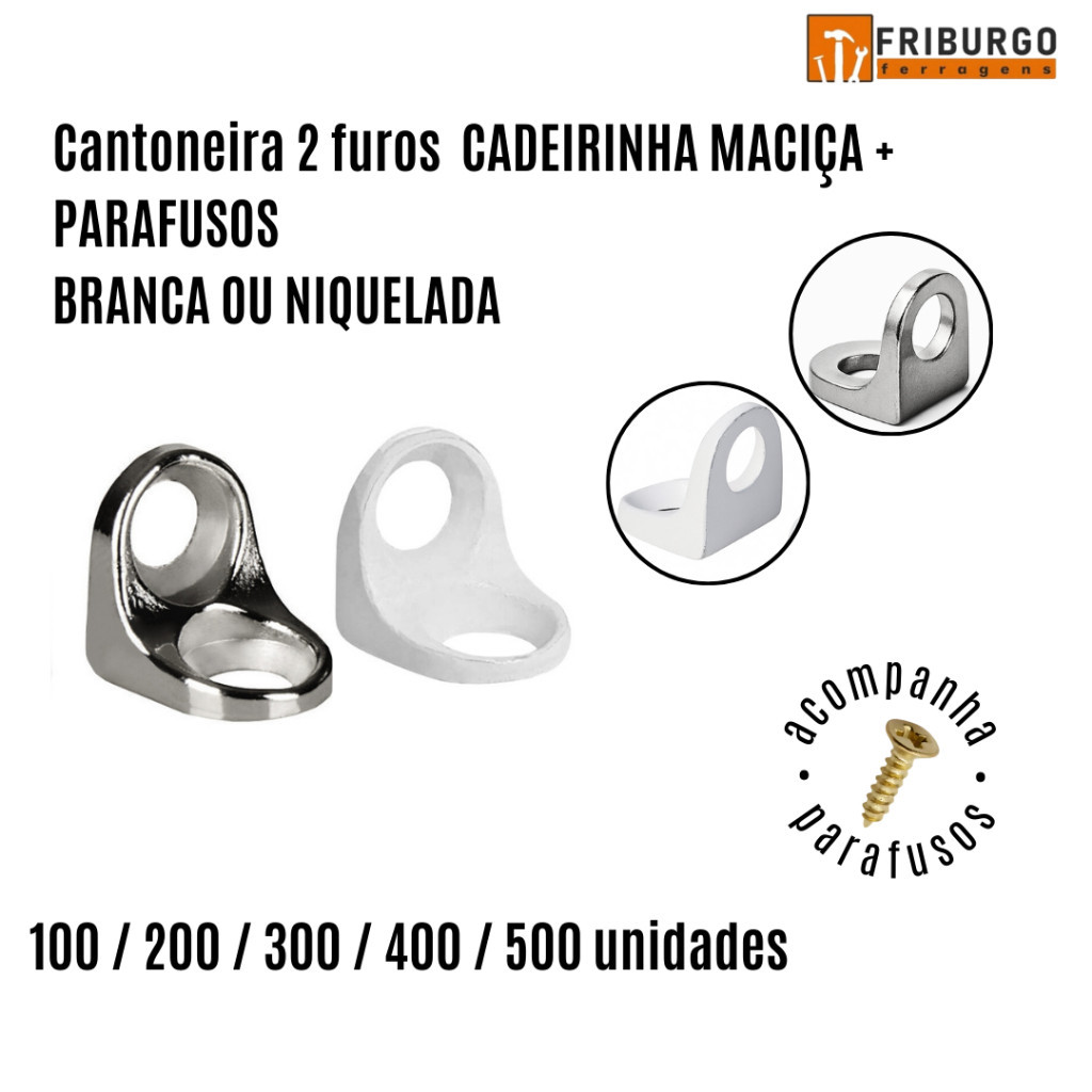 Kit 100/200/300/400/500 Suporte Cantoneira 2 Furos Cadeirinha Maciça - SUP2FUROSMACPARA