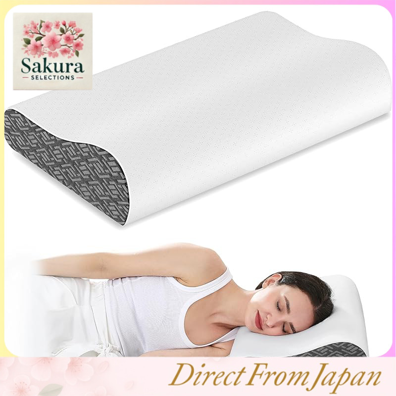 Travesseiro de espuma viscoelástica Joynox para alívio da dor no pescoço, antironco, respirável, capa refrescante inclusa, altura ajustável para quem dorme de costas e de lado, capa lavável, suporte firme, 61x35x9/12,5cm, presente perfeito