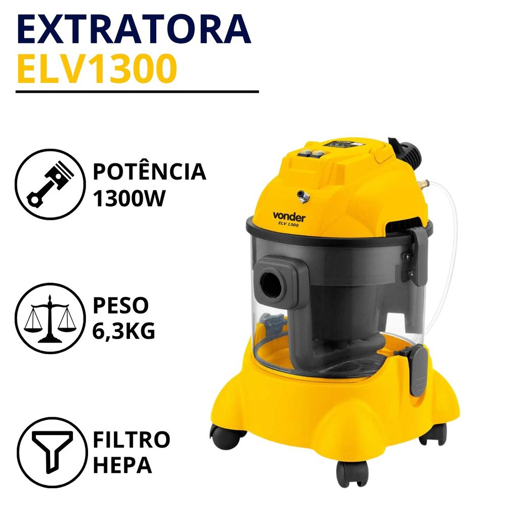 Maquina de Limpar Sofas Tapetes Colchões Extratora e Aspirador de Pó 1300W Profissional Vonder