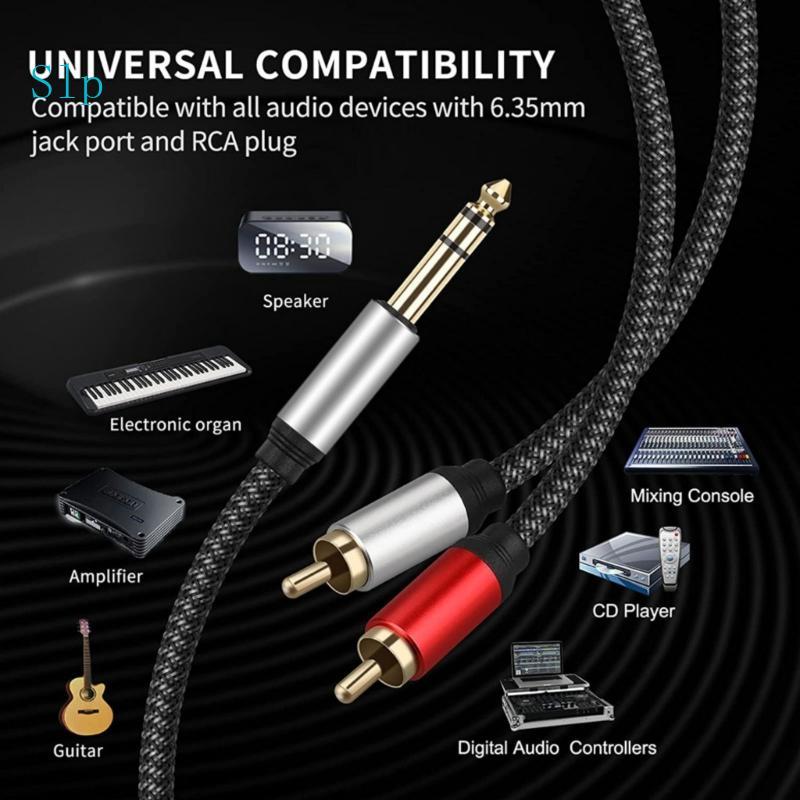 Slp 2RCA Para 6 35mm AUXs Cabo 6 35mm 1 4 A 2RCA Adaptador De Fone De Ouvido Macho Y Splitter De Som Estéreo Tablets