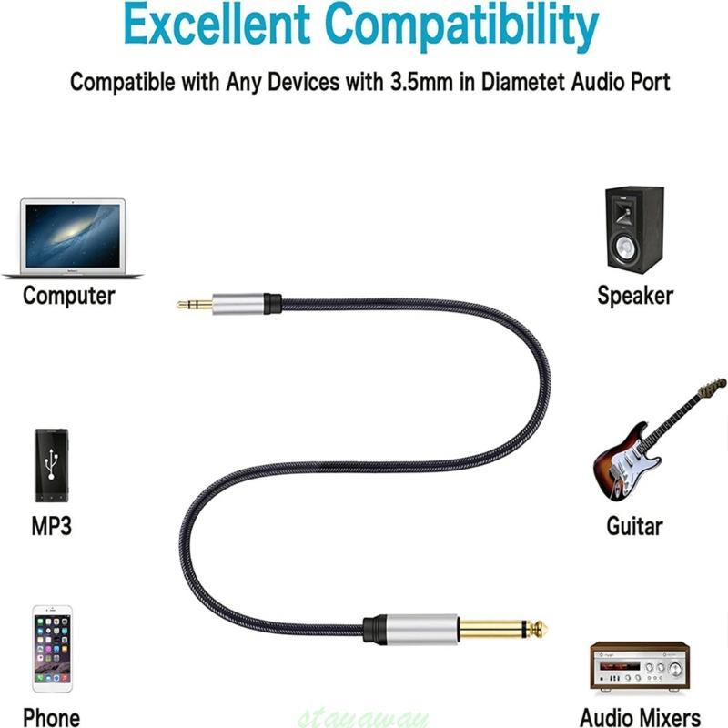 SRA 3 5mm TRS Para 6 5mm AUX-Jack Linha Conexão Amplificador Telefone
