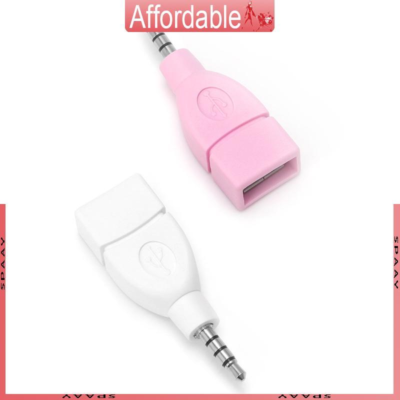 Conversor AA 3 5mm Macho AUX Plug Jack Para USB 2.0 Fêmea