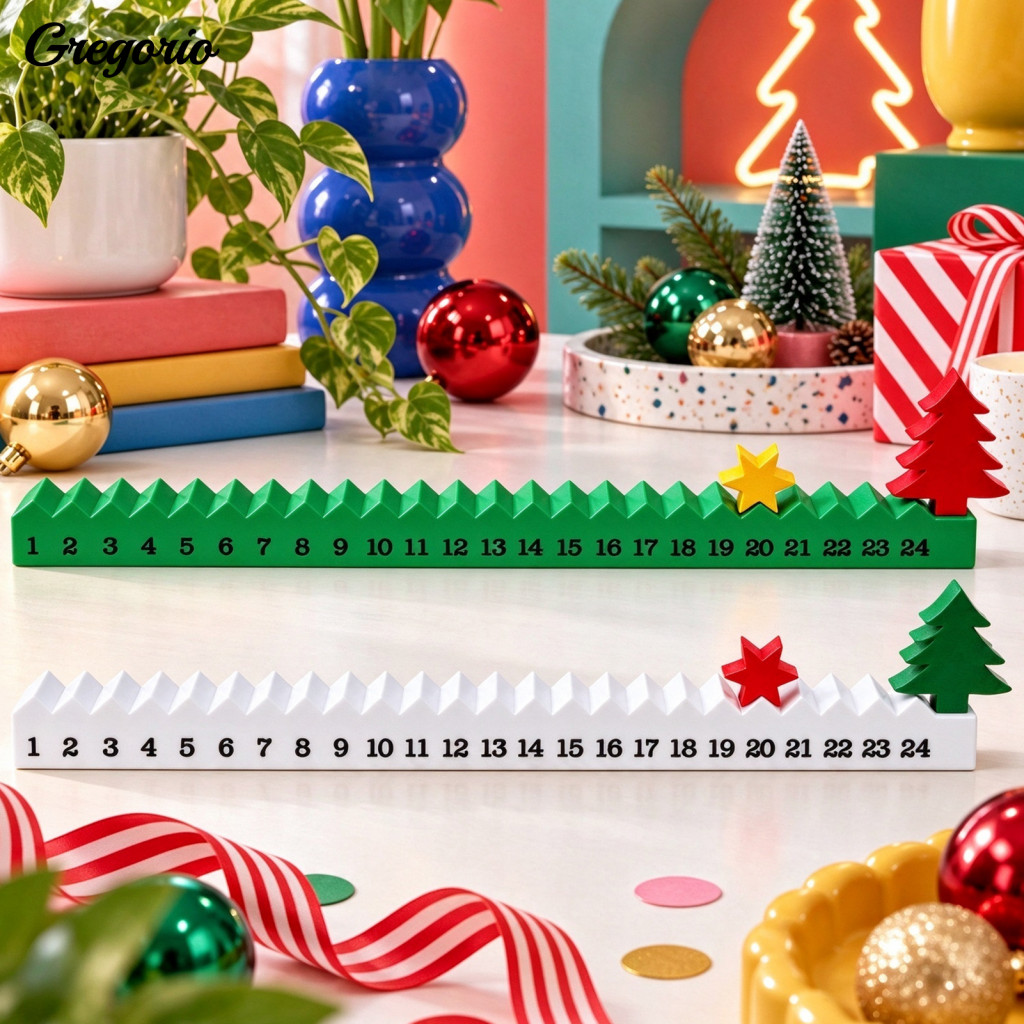 Desktop Christmas Decor Advent Calendar Countdown 24 Days Durable Pla with Sliding Star Nordic Style 3d Printed for Sout