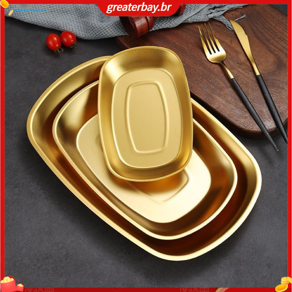 Korean Stainless Steel Bbq Grill Pan Gold Silver Rectangular Hot Pot Tray Nordic Style for Meat Seafood Sushi Snacks –