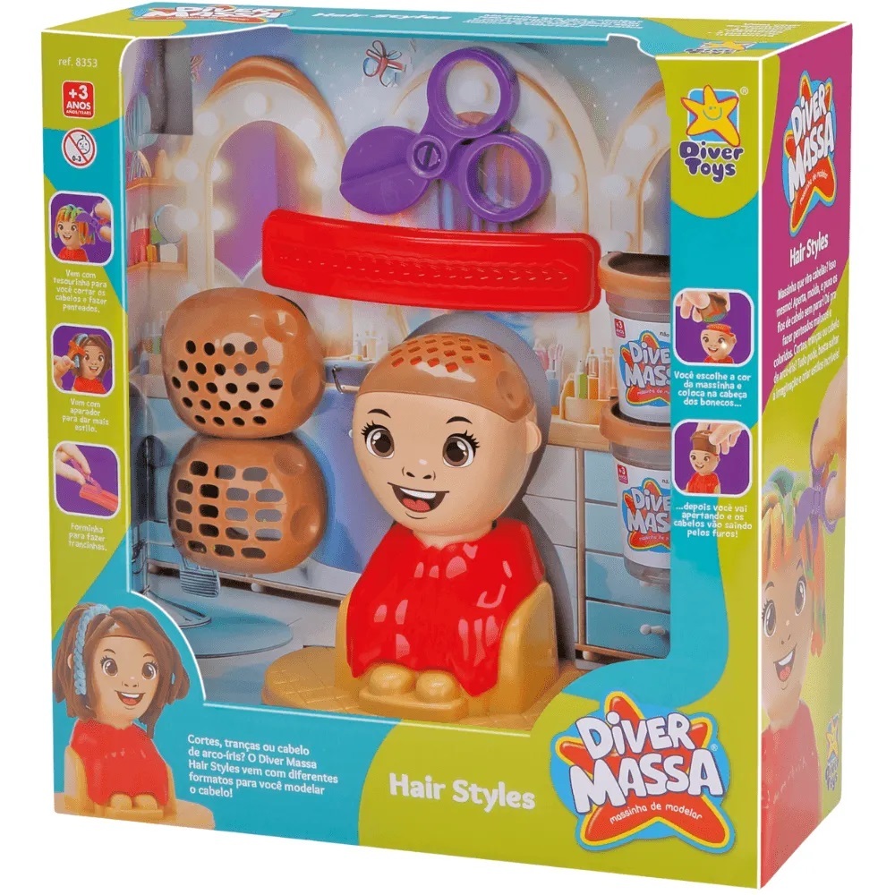 Kit massinha de modelar Hair Style - cabelo maluco