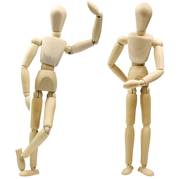 Manequim Boneco Articulado De Madeira Masculino Moda/ Arte/ Desenho/ Decoração 32cm