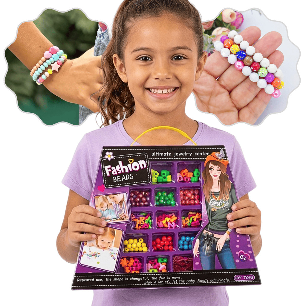 Fábrica de Pulseiras Infantil Kit Miçanga Letras Fashion Beads Brinquedo Bijuteria