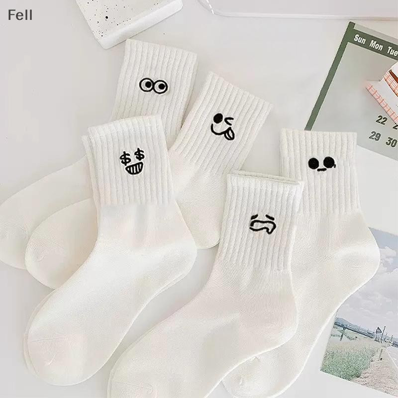 [Fel] 5 Pares Meias Femininas Brancas De Inverno Absorvem O Suor E Evita Odor Esportivas Casuais De Cano Médio Venda Que