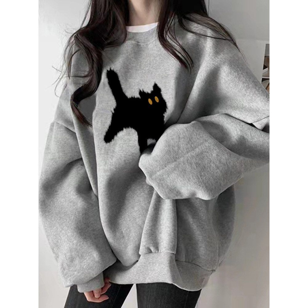 Cinza senhoras moletom 2026 novo estilo de venda quente outono inverno forro de lã espessamento estilo coreano estilo pr