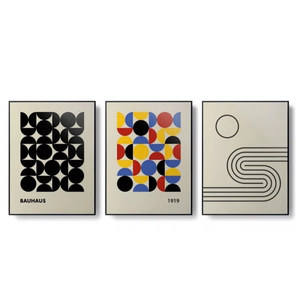 Kit Quadros Filete Bauhaus 3 Peças 40x60