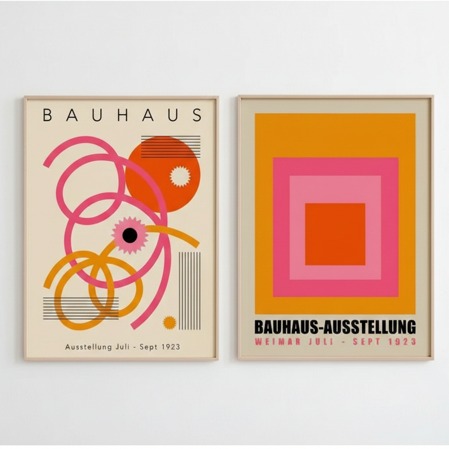 Quadro decorativo Colorido Aabstrata Bauhaus Arte Da Parede (40x60)