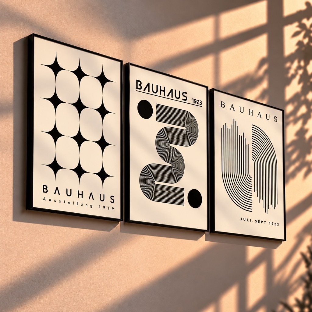 Quadro decorativo Boho Abstract Bauhaus (3 peças 40x60)