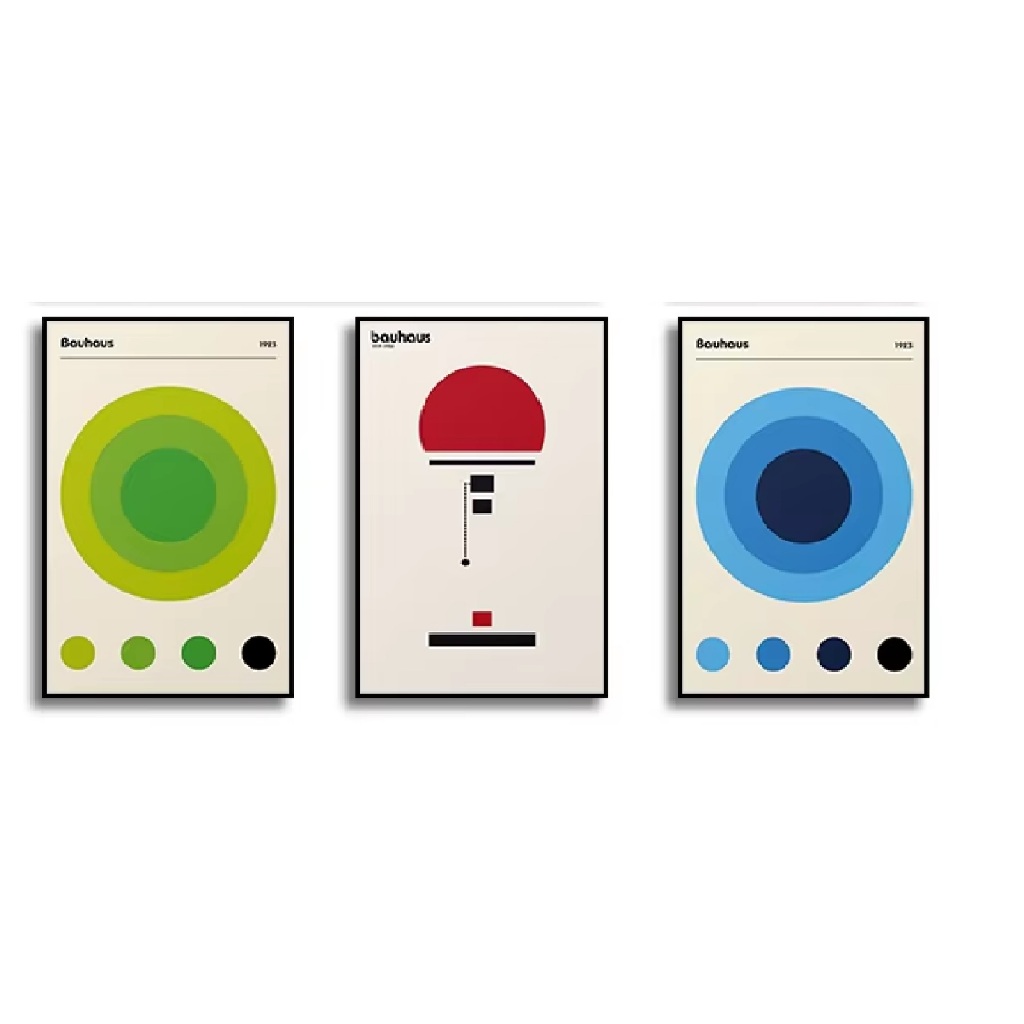 Quadros decorativos Bauhaus-Simplicidade Moderna Geométrica (3 peças)