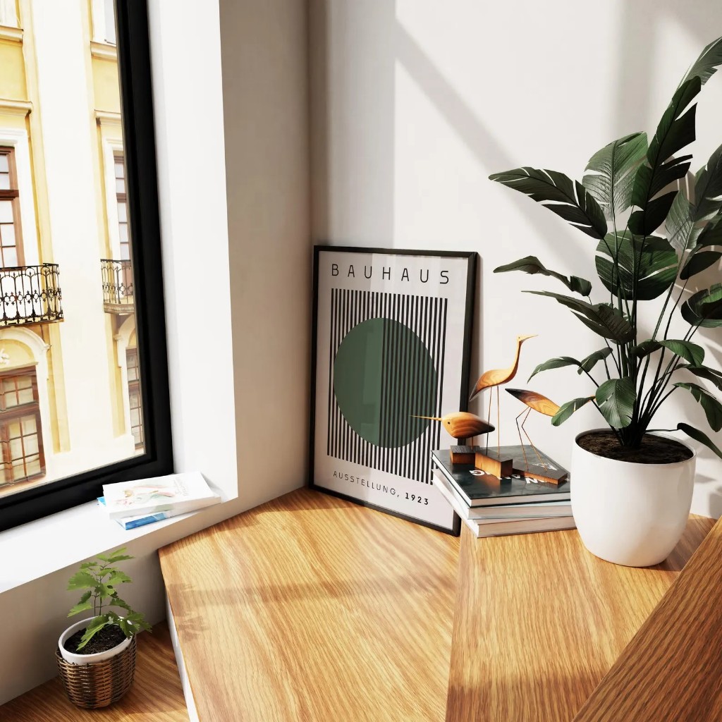 Quadro Decorativo Geométrico Moderno Bauhaus Para Sala, Quarto ou Escritório – Visual Grid No1