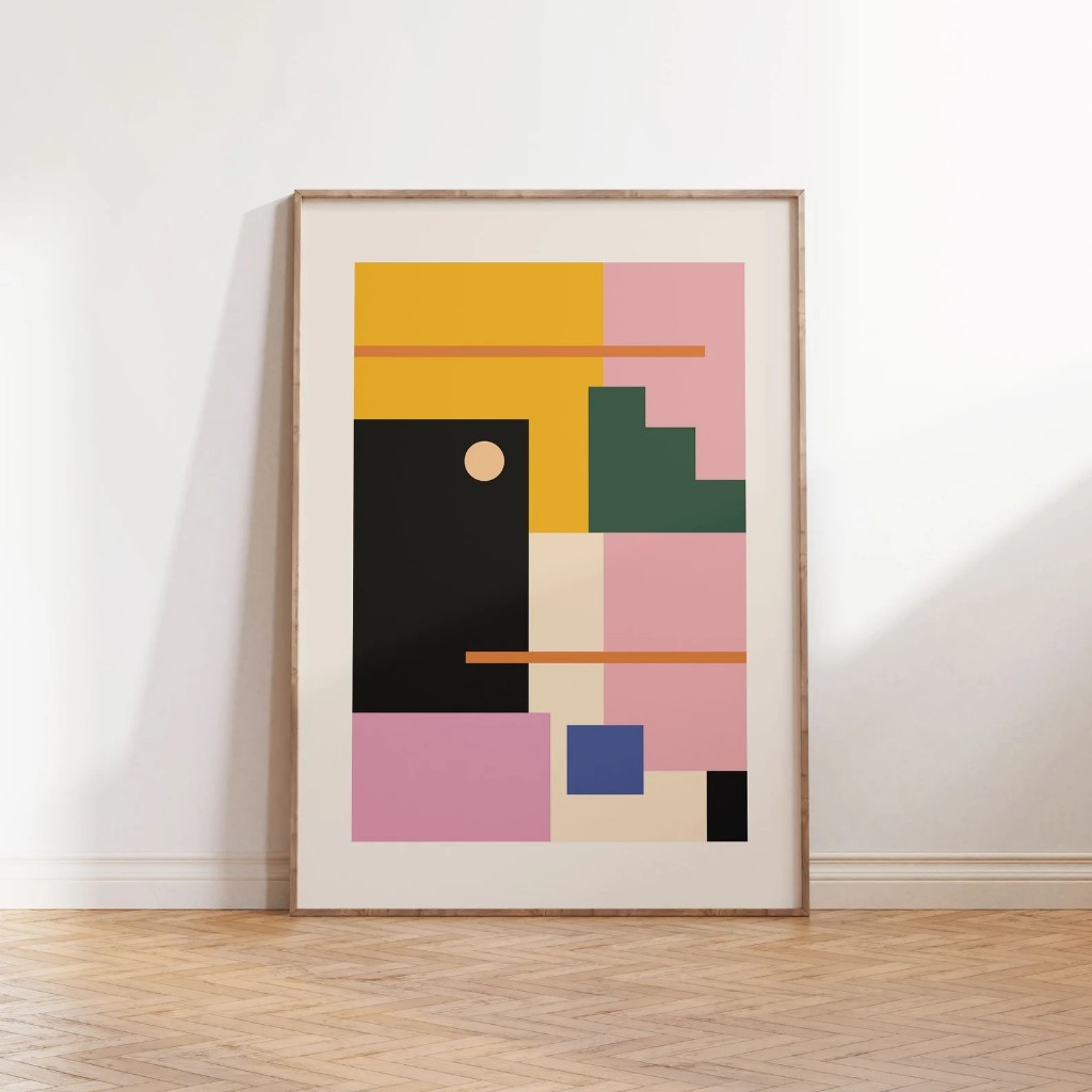 Quadro Decorativo Geométrico Moderno Bauhaus Para Sala, Quarto ou Escritório – Shape Harmony No1