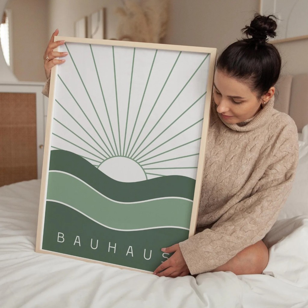 Quadro Decorativo Geométrico Moderno Bauhaus Para Sala, Quarto ou Escritório – Graphic Fusion No1