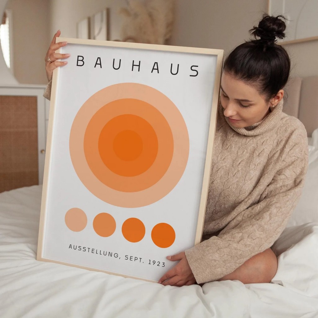 Quadro Decorativo Geométrico Moderno com Moldura Bauhaus – Color Code No1