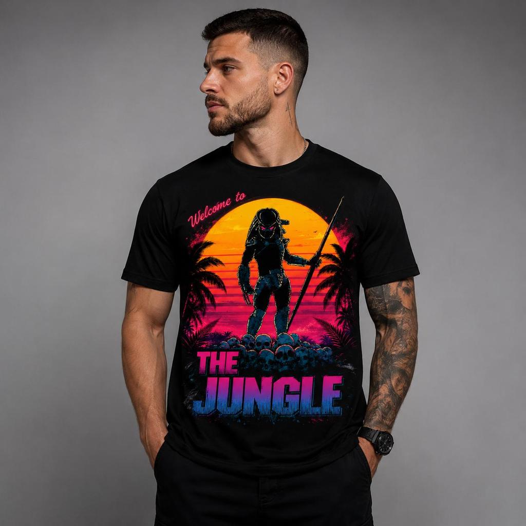 Camiseta Masculina Predador The Jungle – Estampa Tropical Sunset, Streetwear Premium