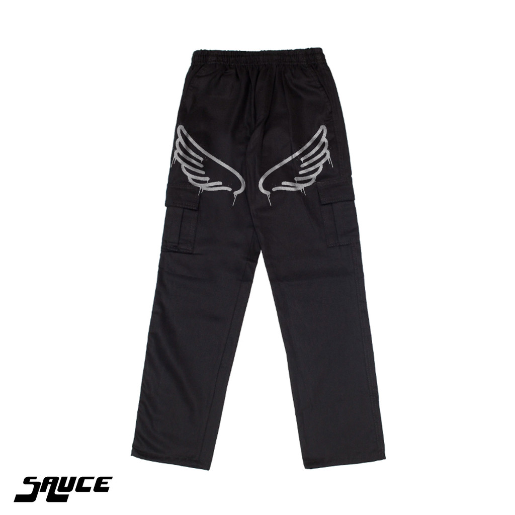 Calça Cargo Asas Estilo Angel Wings Sarja Streetwear Unisex